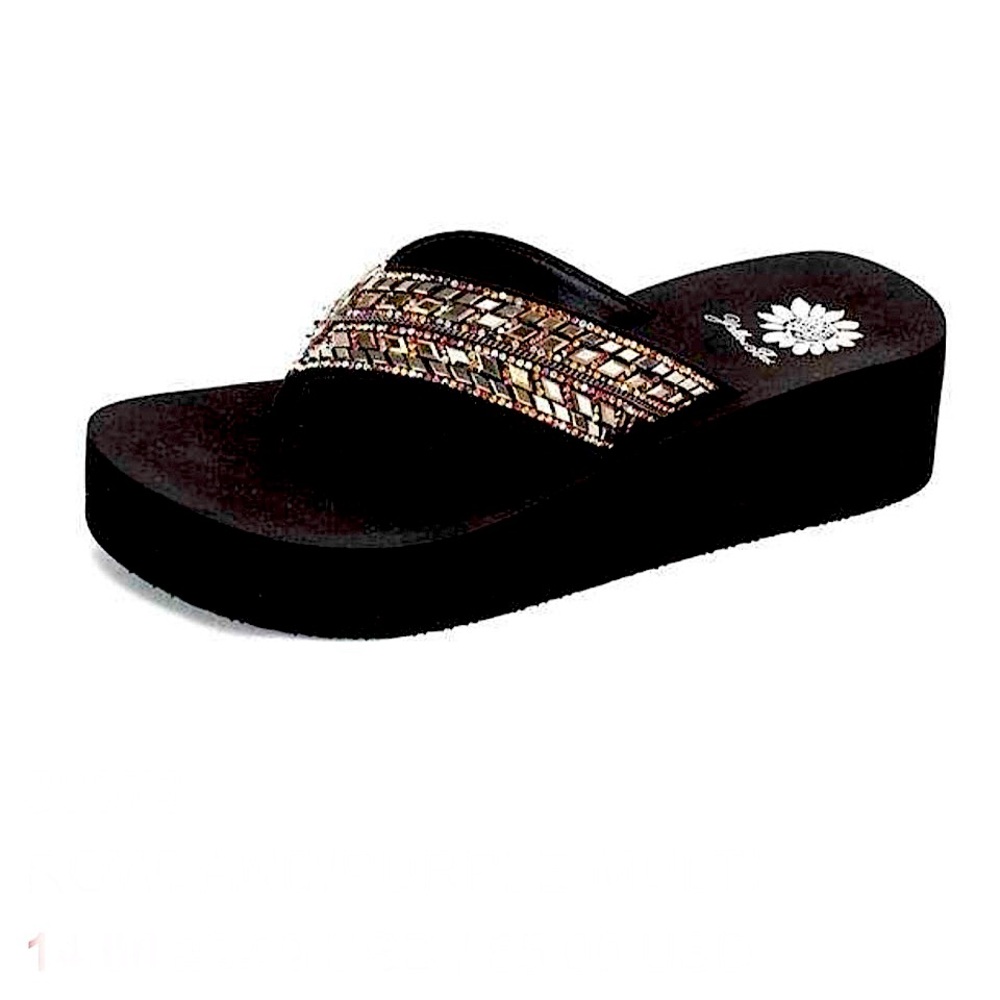 YELLOW BOX ROWLAND WEDGE
GENUINE LEATHER SANDAL COLOR PURPLE MULTI MEDIUM WIDTH